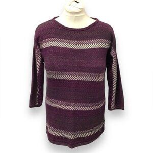 Chaps Women’s 3/4 Sleeve Boat Neck Pullover Knit Sweater, Berry, size L